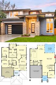 Two Story 4 Bedroom Prairie Style Home Floor Plan Prairie Style Houses Modern House Plans Garage House Plans