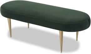 Jules Velvet Bench Green Or Pebble Colour Dining Benches