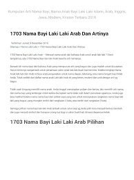 128 rangkaian nama bayi laki laki islami terbaik awalan muhammad beserta dengab artinya hadi ( arab ) artinya. 1703 Nama Bayi Laki Laki Arab Dan Artinya