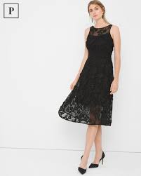 Women S Petite Black Lace Fit And Flare Dress By Whbm With Images Fashion Fit And Flare Dress Classic Sheath Dress