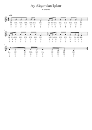ay aksamdan isiktir kalimba nota tab notalara dokulmus muzik muzik