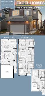 Hathaway 2 Story Floor Plan With Basement 5 Bedroom 4 5 Bathroom 1 556 Sq Ft From Excel Homes Find Planos De Casas Casas De Dos Pisos Exteriores De Casas