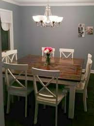Square 8 Seat Farmhouse Dining Table With White Cross Back Chairs Square Dining Room Table Square Kitchen Tables Farmhouse Dining Table