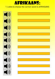 Week 18 Thursday Spelling Test Afrikaans Worksheet