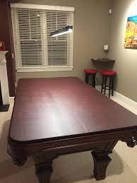 You have a few options for your pool table legs depending on for a slate pool table surface, it usually comes with a backing made of mdf that slides on top of the subframe. Hard Top Pool Table Cover Dining Room Pool Table Pool Table Covers Pool Table Room