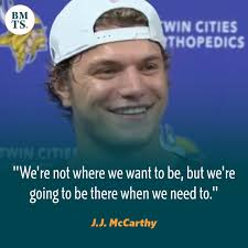 Uh-oh, NFL. J.J. McCarthy says he's "bigger, faster, stronger" — and  SMARTER in Year 2. The buzz is brewing:  https://www.si.com/nfl/vikings/news/j-j-mccarthy-is-bigger-stronger-faster-and-smarter-in-year-2