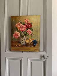 .apprendre à peindre à l'huile, vous apprendrez: Ancienne Huile Sur Toile Fleurs This Is Vintage