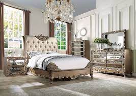 What better way to showcase your personality than to select a bedroom set? Traditional Old World Button Tufted Bed Antiqued Mirrored Bedroom Furniture Set