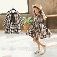 Sponsored Ebay Kids Girls Cotton Long Sleeve Black White Plaid Summer Bow Lattice F Detskaya Vysokaya Moda Poshiv Devichih Platev Odezhda Dlya Malenkoj Devochki