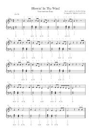 Blowin In The Wind By Bob Dylan Piano Sheet Music Intermediate Level Blowin In The Wind Sheet Music Piano Sheet Music