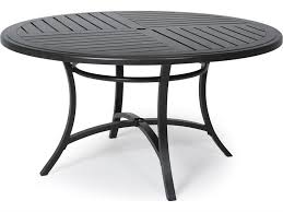 Wooden coffee table patio garden and outdoor furniture round folding table brown. Mallin Fulton 4000 Series Aluminum 54 Wide Round Dining Table With Umbrella Hole In 2021 Round Patio Table Round Outdoor Dining Table Metal Outdoor Table