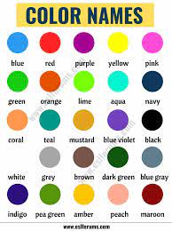 Color Names List Of Colors In English With The Picture Esl Forums Colors Name In English Colours Name For Kids Colour Names List