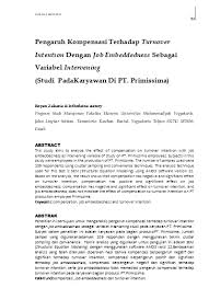 Pt mayora indah tbk salah satu perusahaan yang bergerak dalam bidang makan dan minuman sejak 1977. Top Pdf Pengaruh Kompensasi Terhadap Turnover Intention Dengan Job Embeddedness Sebagai Variabel Intervening Studi Pada Karyawan Di Pt Primissima 123dok Com