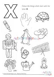 This letter x coloring page features both capital x and lowercase x, plus a cute picture to color that starts with the letter x. Start With The Letter X Colouring Page