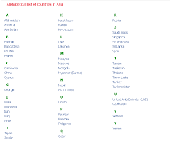 Unnatural the dictionary lists all entries in the alphabetical order. Asian Countries And Capitals In Alphabetical Order Otosection