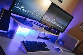 Black And White Pc Setup Black White Station W Blue Lights R Battlestations Battlestation Computer Setup Custom Pc