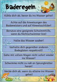 Damit sie immer sicher unterwegs sind, hat die wasserwacht ein regelwerk von 20 regeln aufgestellt. Ideenreise Blog Plakat Baderegeln