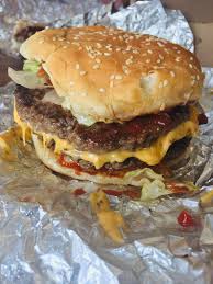 2.5 out of 5 stars. At Five Guys Again Bacon Cheeseburger W Lettuce Tomato Ketchup And Grilled Onions Double Patty Burgers