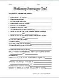 Free Dictionary Scavenger Hunt Library Lesson Plans Library Skills Homeschool Language Arts