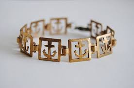 Anchor Bracelet Vintage Brass Nautical Free Shipping In The Us Anchor Bracelet Link Bracelets Nautical Jewelry