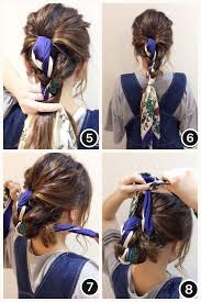 くるりんぱ 応用編 スカーフアレンジ 美容室safari スカーフヘアスタイル 黒髪 ロング アレンジ 結婚式 髪型