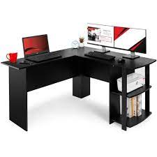 In a home office setting, a corner computer desk with shelves is the most utilitarian and practical solution out of all types of desks. Best Choice Products L Shaped Corner Computer Desk Study Workstation For Home Office W 2 Open Bookshelves Walmart Com Walmart Com