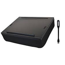 Icozy Portable Cushion Lap Desk With Power And Storage Usb Light Black