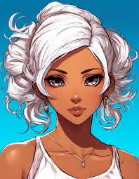 Gina Adler anime girl, gyaru, tanned skin,dark skin, white nose  highlighter…" — image created in Shedevrum