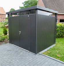 Modernes Metall Geratehaus Biohort Highline H3 Haus Flachdach Gartenhaus Oberlicht