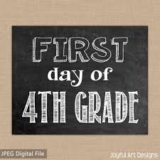 First Day Of 4th Grade Chalkboard Printable Sign Last Day Of Etsy School Signs Kindergarten First Day Last Day Of School
