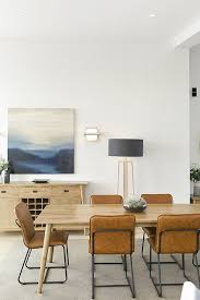 Apartment City Living Brown Leather Chair Timber Dining Table Floor Lamp Moody Art Wall Sconces Timber Dining Table Dining Table Brown Leather Chairs