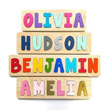 Amazon Com Wooden Name Puzzle Gift For Baby Or Toddler Handmade In The Usa Handmade Products