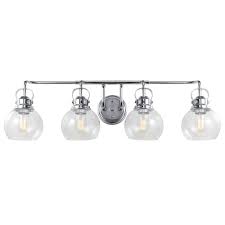 Jonathan Y Shirley 34 In 4 Light Metal Bubbled Glass Chrome Vanity Light Jyl7406a Vanity Lighting Glass Vanity Bubble Glass