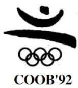 It shows an eagle holding a branch while looking at bobsleghers 1968: Games Of The Xxv Olympiad Barcelona 1992