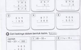 Sebagai contoh, terdapat lembaran kerja sifir untuk tahun 3 yang anda boleh cetak di sini. Matematik Tahun 5 Operasi Tolak Cute766