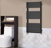 Towel Warmer Designer Flat Panel Chrome Heated Bathroom Towel Rail Radiator  With Angled Chrome Valves 650x400mm 58499461 Black Radiator