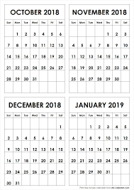 October November December 2018 January 2019 A4 Calendar August Calendar Calendar Template Calendar Printables