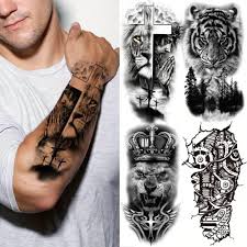 Amazon.com: 4 hojas de tatuajes temporales de león para hombres y mujeres  con brújula realista, tatuaje falso de león, tatuaje de antebrazo : Belleza  y Cuidado Personal