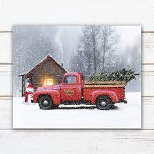The country house christmas red truck. Red Truck Christmas Art Wall Decor Personalized Christmas Gifts Personal Prints