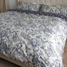 Inside ties are added to keep your duvet in place measurements: Amazon Com Word Of Dream Cotton Duvet Cover Sets Full Queen Size Grey Floral Pattern Printed Soft Comforter Bedding Duvet Cover With Zipper Closure Corner Ties 3 Piece 1 Duvet Cover 2