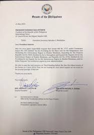 As a letter to the president is a formal document, so it's best to use a standard business letter format. Senate Asks Duterte To Certify Proposed Bbl As Urgent To Meet June 2 Deadline