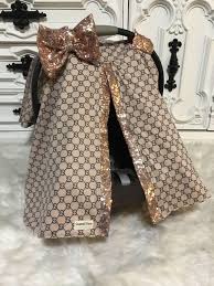 Car Seat Canopy Gucci Inspired Custom Car Seat Canopy Jumbo Bling Bow Included By Coverednlove Designer Baby Clothes Gucci Baby Clothes Baby Girl Clothes