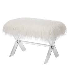 Shop our selection of seating in a variety of styles, fabrics, and prints. 26 Faux Fur Upholstered Bench With Acrylic X Leg White Glitzhome Target