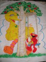 Vtg Sesame Street Big Bird Elmo Growth Chart Quilt Top
