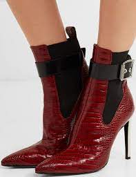 Rag Bone Wren Ankle Boots In Red Croc-effect Leather Boots Ankle Boots High Heel Boots