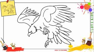 How to draw a realistic eagle, golden eagle, step by step, drawing guide, by finalprodigy. How To Draw An Eagle Easy Slowly Step By Step For Kids Beginners Children Youtube