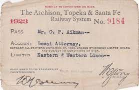 Atchison Vintage Train Ticket Topeka