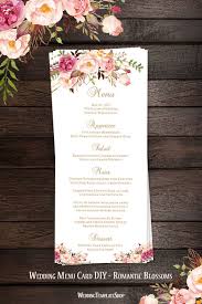 Wedding Menu Card Romantic Blossoms Tea Length Printable Diy Wedding Menu Cards Diy Wedding Menu Wedding Menu Template