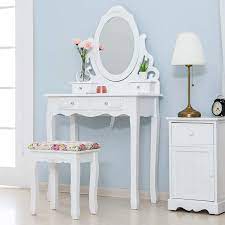 Check spelling or type a new query. Mecor Vanity Table Set Makeup Table With Oval Mirror Hollow Carved Frame Wood Dressing Table W Cushoined Stool 4 Drawers Kids Girls Women Bedroom Furniture White Amazon In Furniture