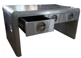 Casa Padrino Luxus Designer Aluminium Couchtisch Mit Schubladen 98 Cm X 61 Cm X H54 Cm Art Deco Vintage Flieger Mobel In 2020 Couchtisch Mit Schublade Art Deco Und Aluminium